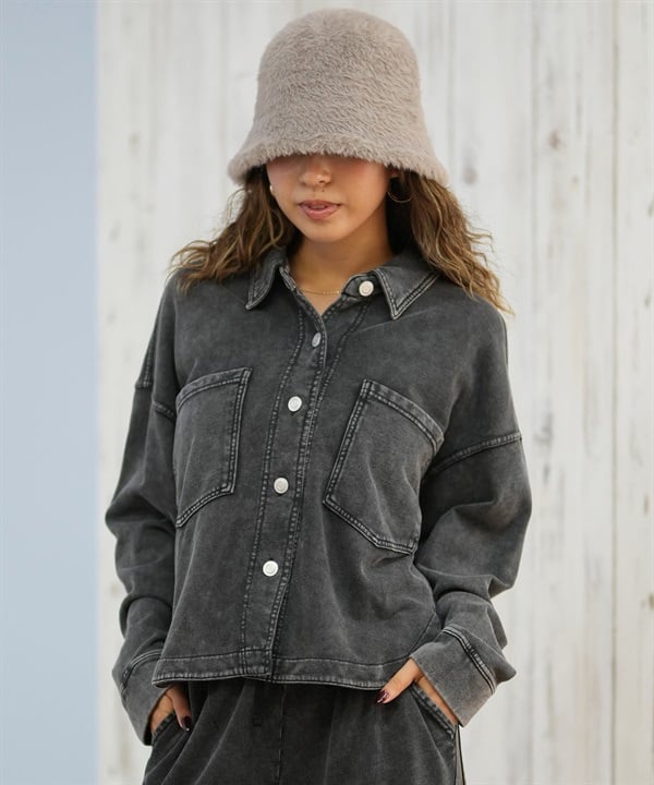 RIKKA FEMME リッカファム 長袖 デニムシャツ レディース スウェット シャツジャケット セットアップ対応 RF25FW19