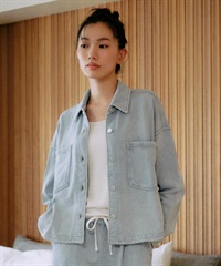 RIKKA FEMME リッカファム 長袖 デニムシャツ レディース スウェット シャツジャケット セットアップ対応 RF25FW19(BLU-SM)