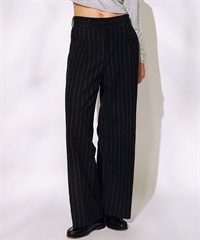 RIKKA FEMME リッカファム ストライプ ストレートパンツ ボトムス RF25SS02(BLK-SM)