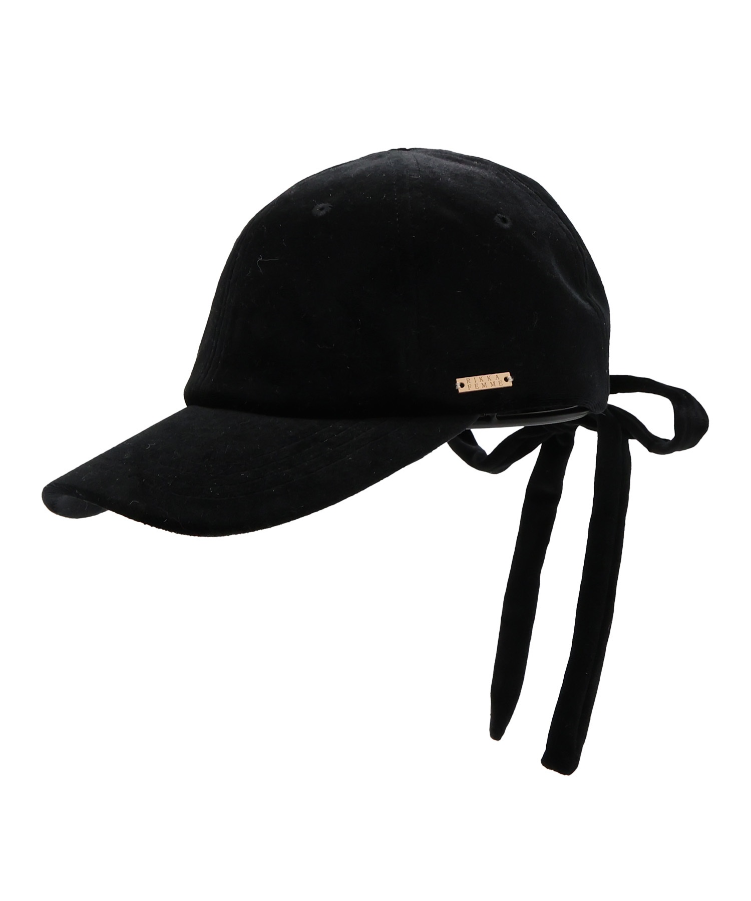 RIKKA FEMME リッカファム キャップ 帽子 リボン ベロア素材 フリーサイズ RFAC25FW01(BLK-FREE)