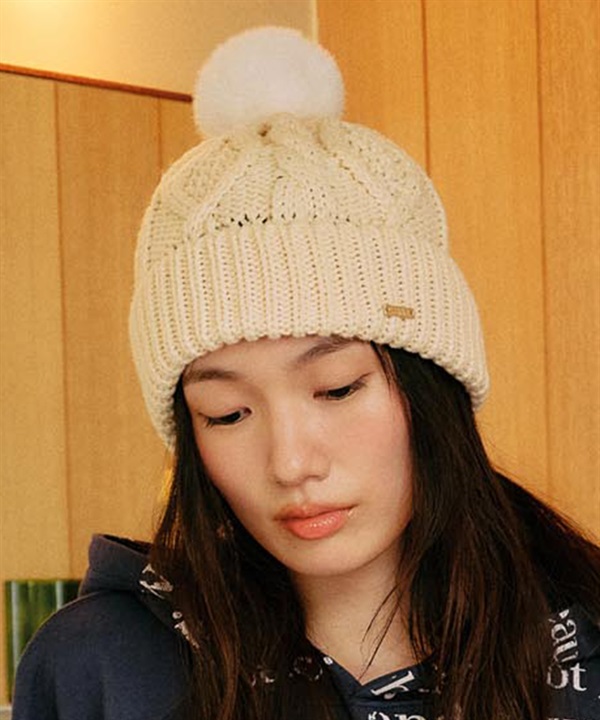 RIKKA FEMME リッカファム ビーニー 帽子 ニット帽 ニットキャップ ケーブル編み ポンポン RFAC25FW02