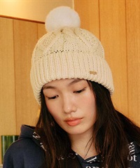 RIKKA FEMME リッカファム ビーニー 帽子 ニット帽 ニットキャップ ケーブル編み ポンポン RFAC25FW02(IVO-FREE)