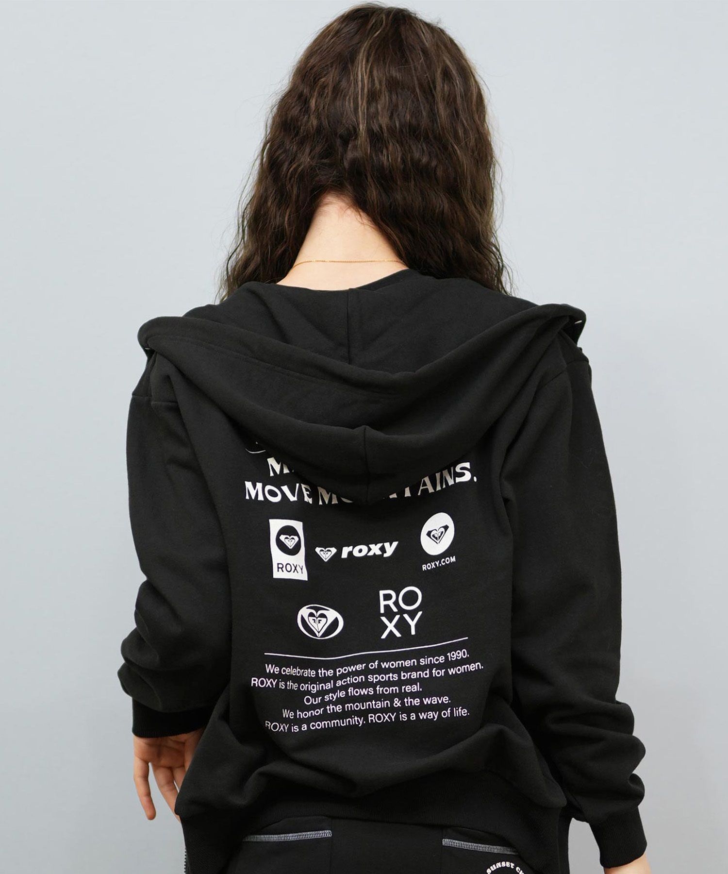 ROXY ロキシー ジップアップ パーカー レディース バックプリント ロゴ HISTORICAL LOGO ZIP HOODIE RZP254027(BLK-M)