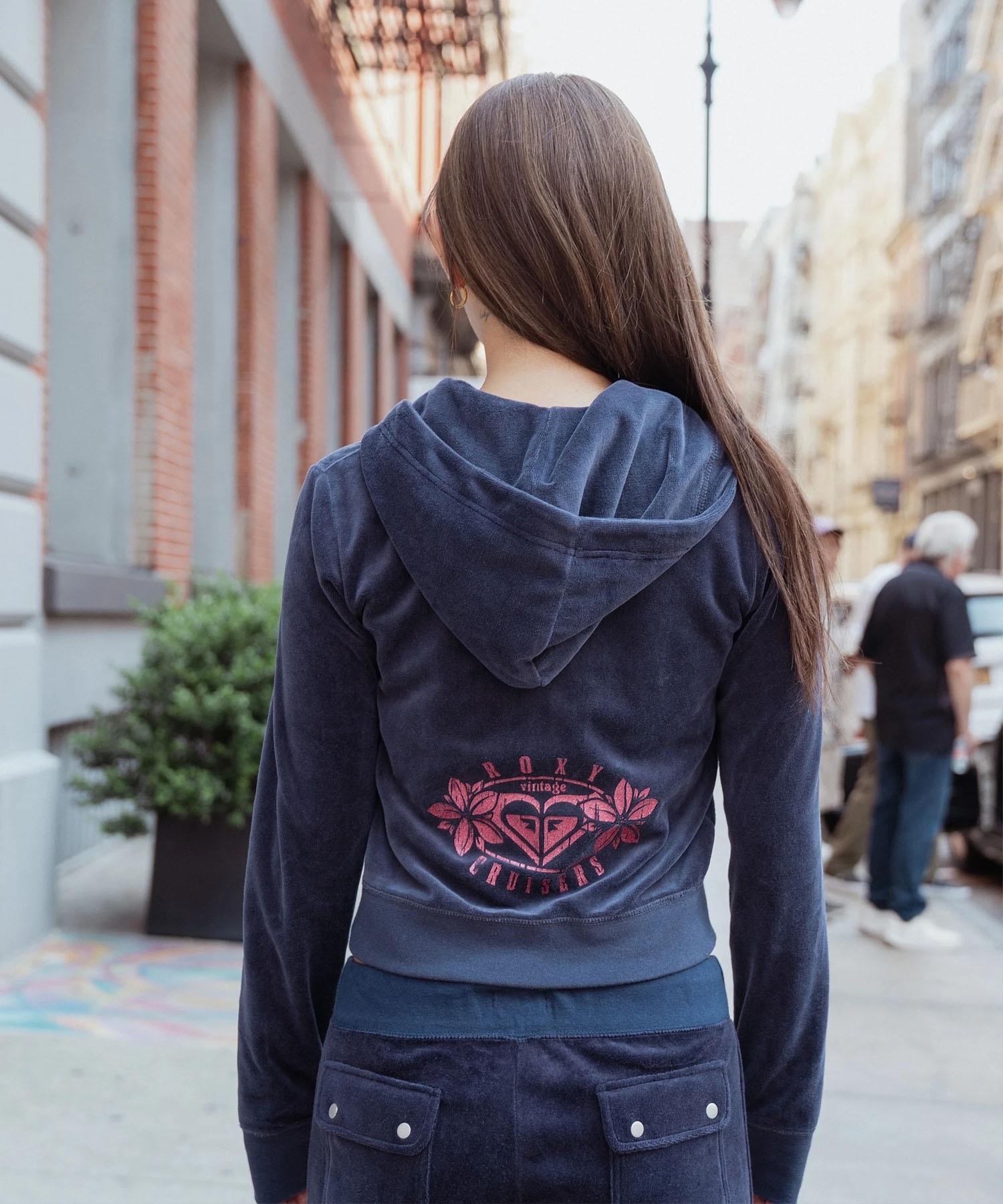 ROXY ロキシー × MANA ジップアップ パーカー レディース ベロア ショート丈 セットアップ対応 ROXY CRUISERS RZP254617T(NVY-M)