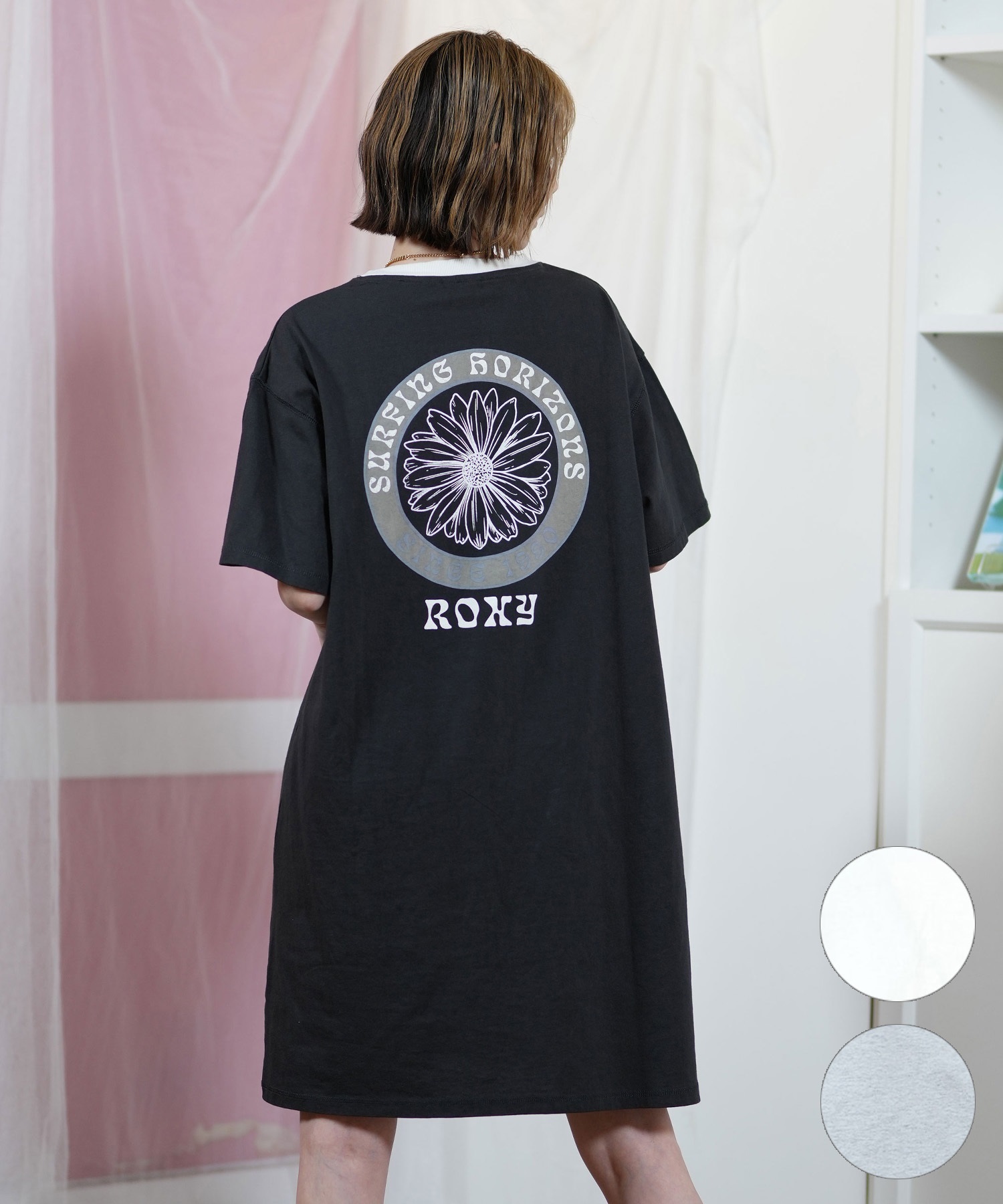 ROXY ロキシー ワンピース レディース Tシャツワンピ 半袖 膝丈 バック