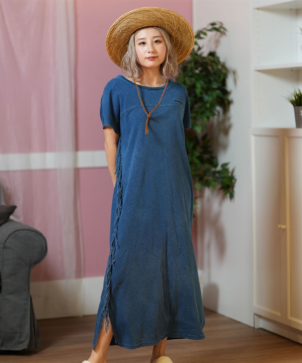 ROXY ロキシー ワンピース レディース 半袖 サイドフリンジワンピース LABYRINTH DRESS RDR252031
