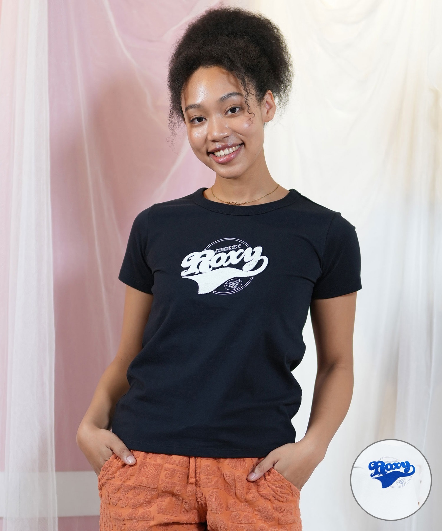 ロキシー　ブラック　レディース　M ROXY ロキシー レディース 半袖 Tシャツ ロゴTシャツ RST251647M