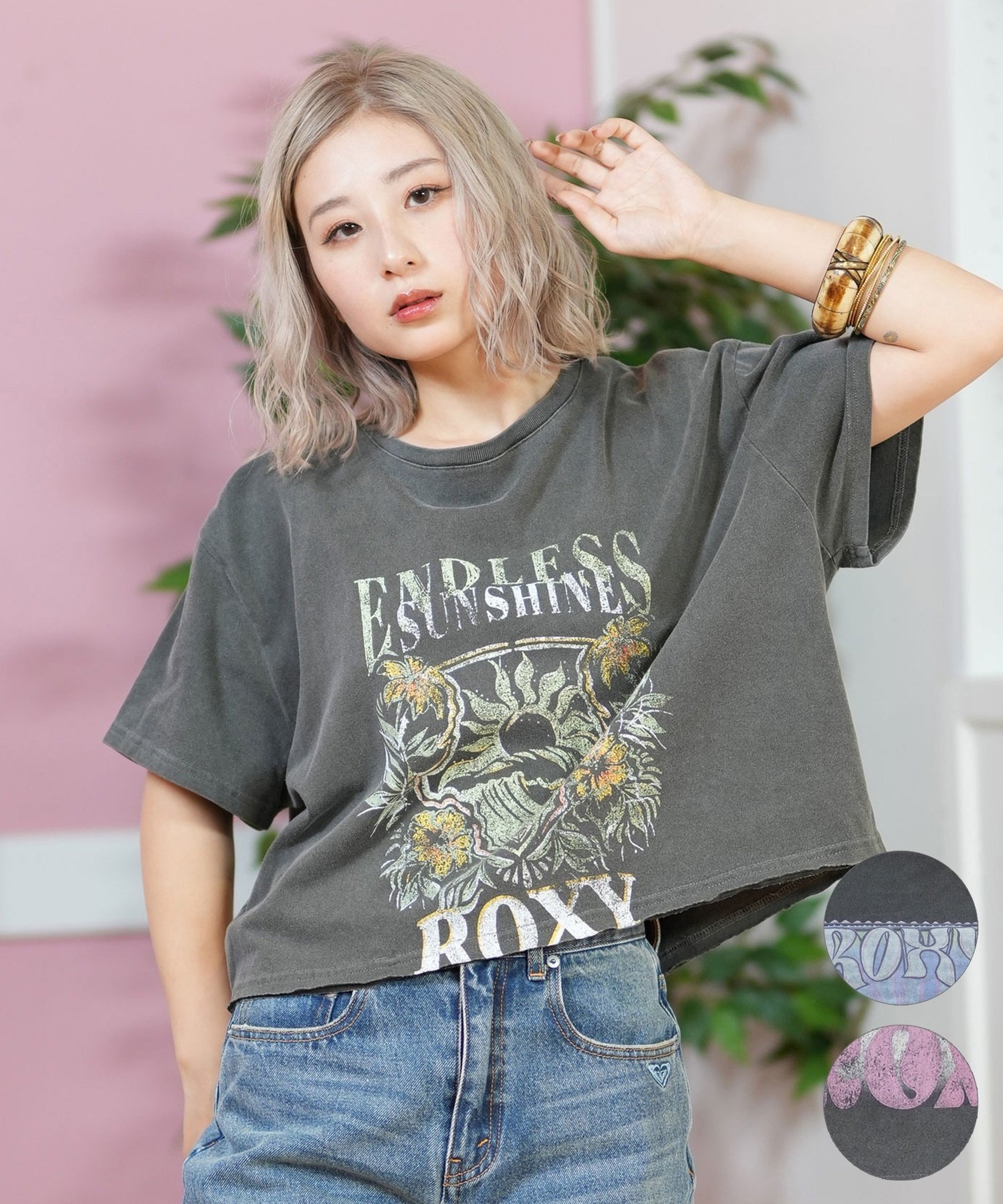 ROXY ロキシー 半袖 Tシャツ レディース フロントプリント クロップド丈 RST251651M
