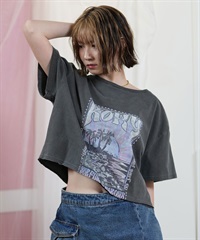 ROXY ロキシー 半袖 Tシャツ レディース フロントプリント クロップド丈 RST251651M(BBL-M)