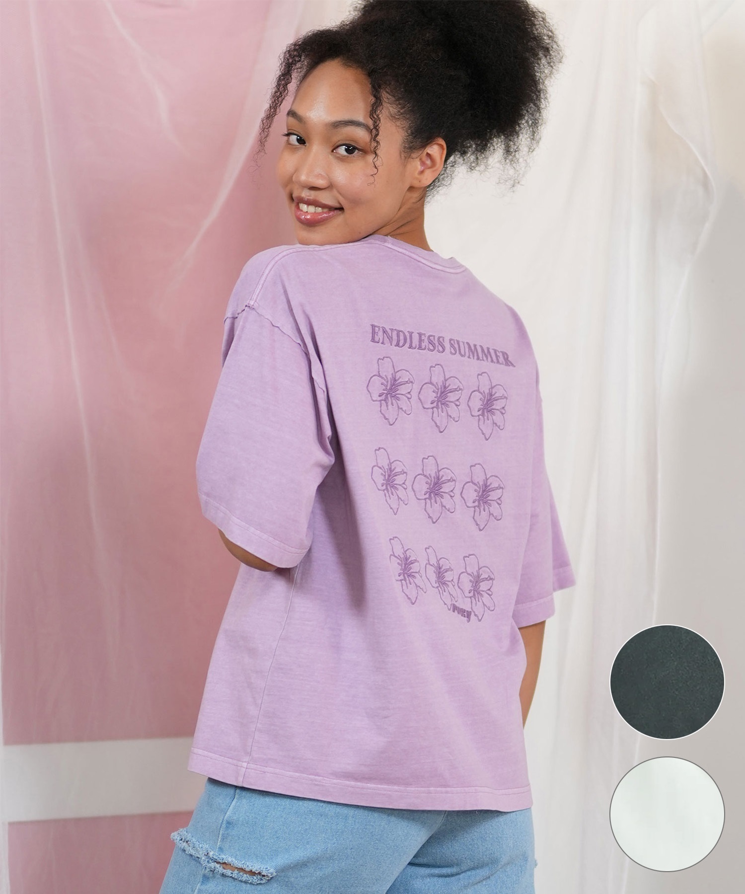 ROXY ロキシー 半袖 Tシャツ レディース バックデザイン オーバーサイズ ONE MORE RST252046(BBK-M)