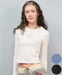 ROXY ロキシー 長袖 Tシャツ ロンT レディース クロップド丈 ショート丈 ロゴ SPARKLY ロンT RLT254035(BLU-M)