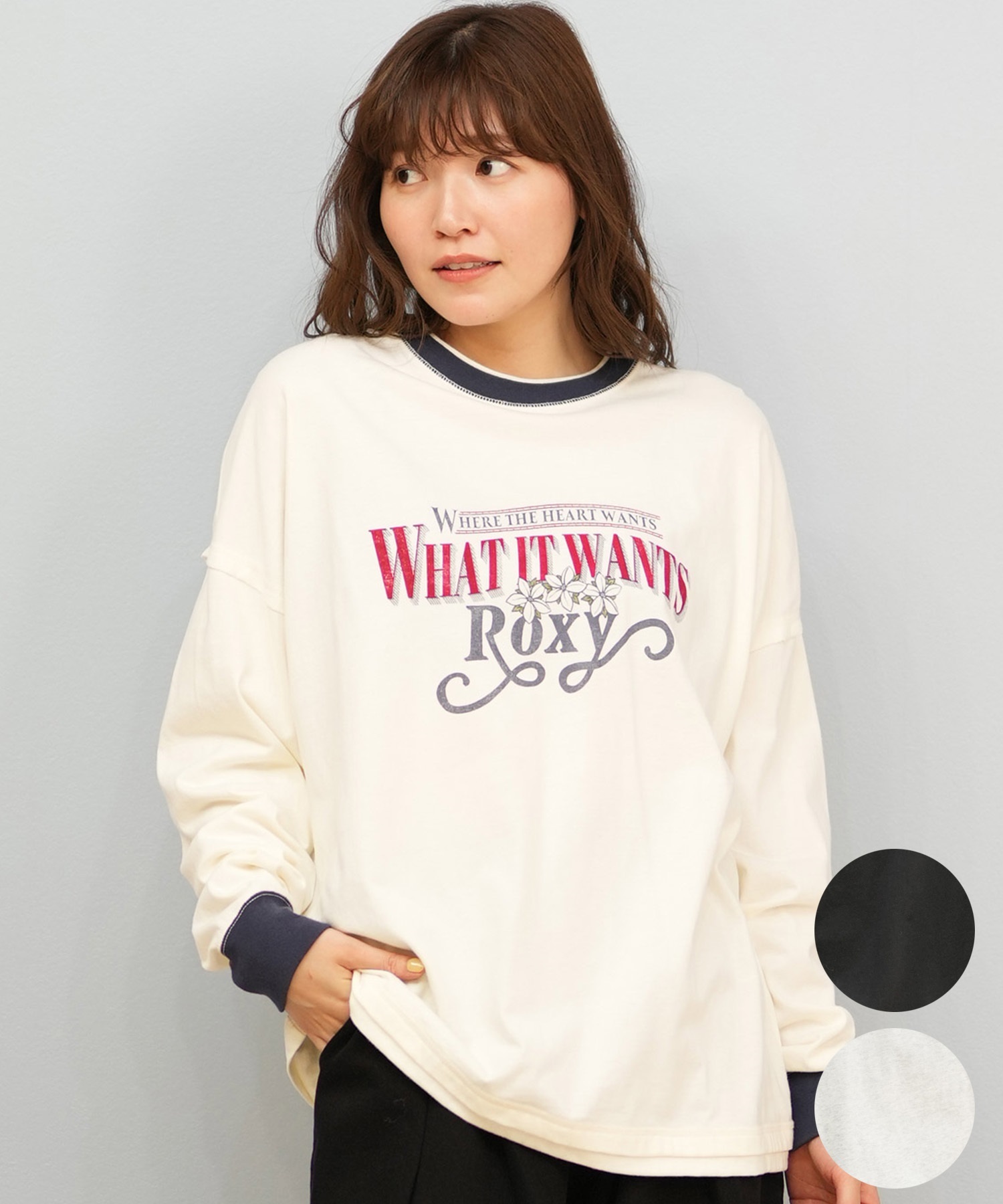ROXY ロキシー 長袖 Tシャツ ロンT レディース ロゴ 古着風