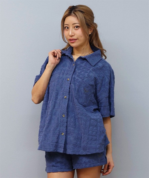 ROXY ロキシー 半袖 シャツ レディース パイル生地 開襟シャツ セットアップ対応 SUNBATHING SHIRT RDK252037