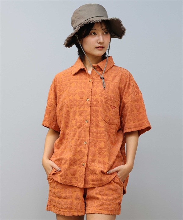 ROXY ロキシー 半袖 シャツ レディース パイル生地 開襟シャツ セットアップ対応 SUNBATHING SHIRT RDK252037