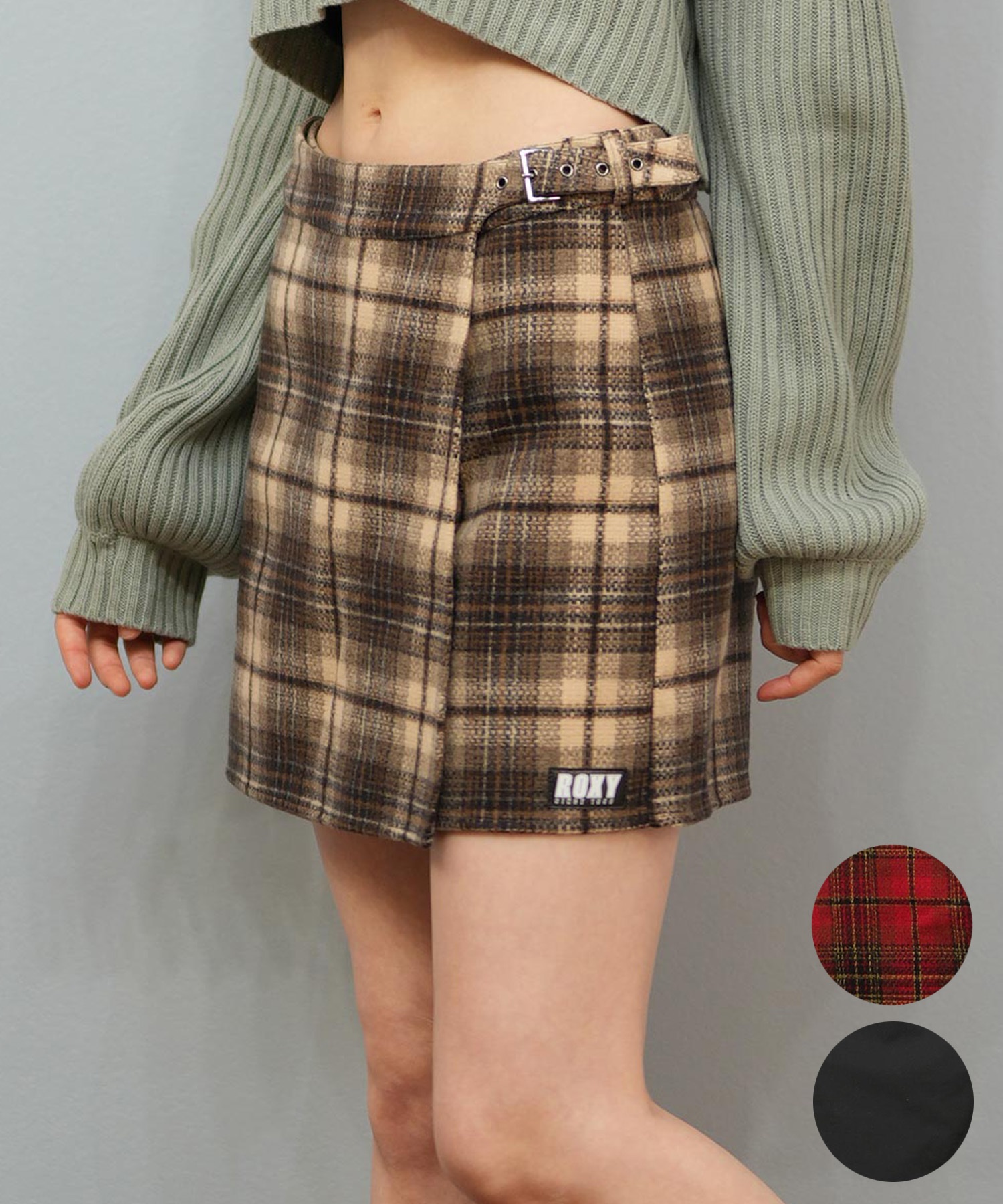 ROXY ロキシー スカート レディース ミニスカート 無地 チェック