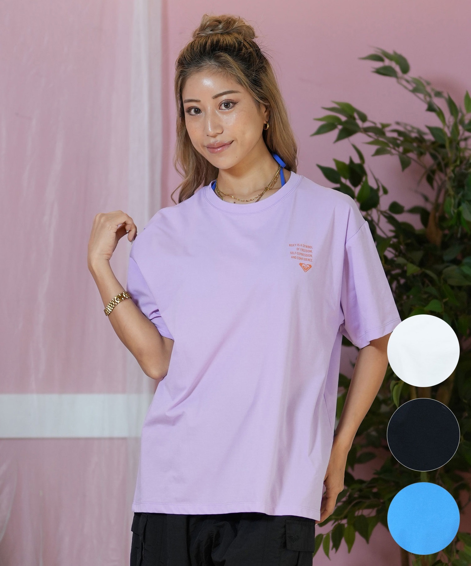 ROXY ロキシー レディース 半袖ラッシュTシャツ バックプリント ロゴ シンプル 全4色 M L サーフィン 海 プール 人気ブランド 通販 2025 新作【RLY251037】 ROXY ロキシー ラッシュガード レディース 半袖 Tシャツ バック