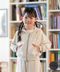 ROXY ロキシー ジップアップ パーカー キッズ ジュニア 子供 スウェット フーディー ロゴ 裏毛 セットアップ対応 TZP254616M(BLK-130cm)