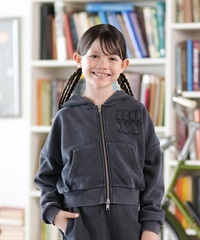 ROXY ロキシー ジップアップ パーカー キッズ ジュニア 子供 スウェット フーディー ロゴ 裏毛 セットアップ対応 TZP254616M(BLK-130cm)