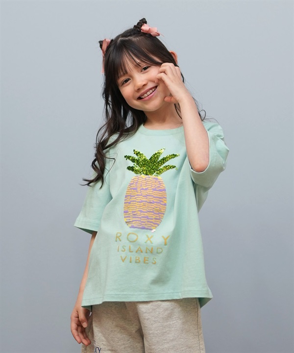 ROXY ロキシー 半袖 Tシャツ キッズ ジュニア 子供 スパンコール MINI ISLAND VIBES TST252065