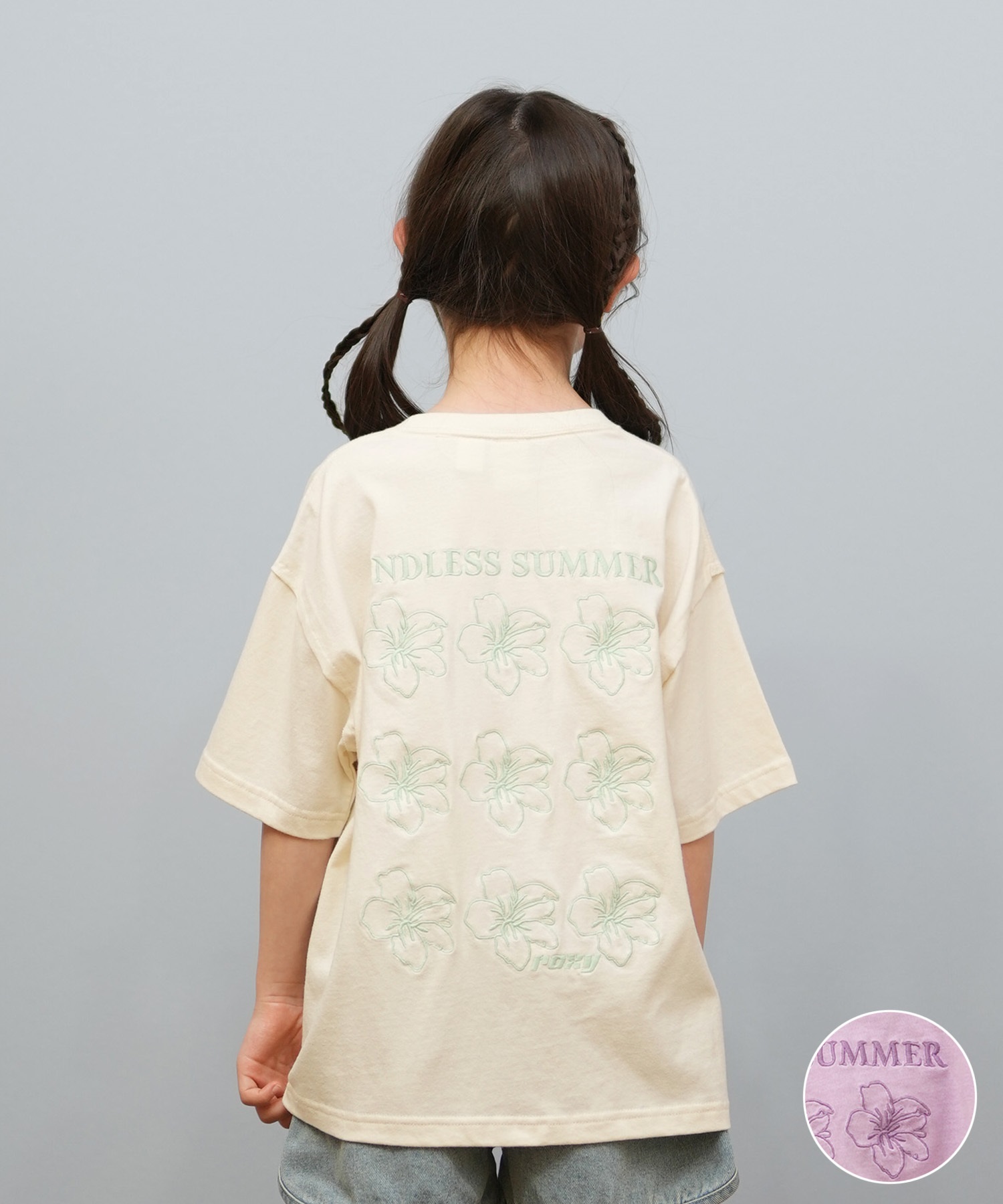 ROXY ロキシー 半袖 Tシャツ キッズ ジュニア 子供 刺しゅう 花