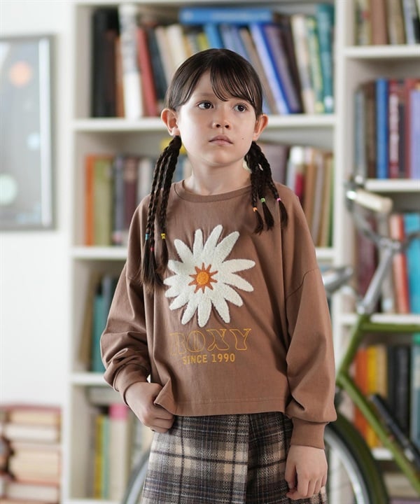 ROXY ロキシー 長袖 Tシャツ ロンT キッズ ジュニア 子供 ショート丈 フラワーモチーフ TLT254618M