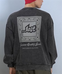 LOST ロスト トレーナー スウェット メンズ クルーネック バックプリント 古着風 ヴィンテージ加工 裏毛 L25F-1102 ムラサキスポーツ限定(BLK-M)