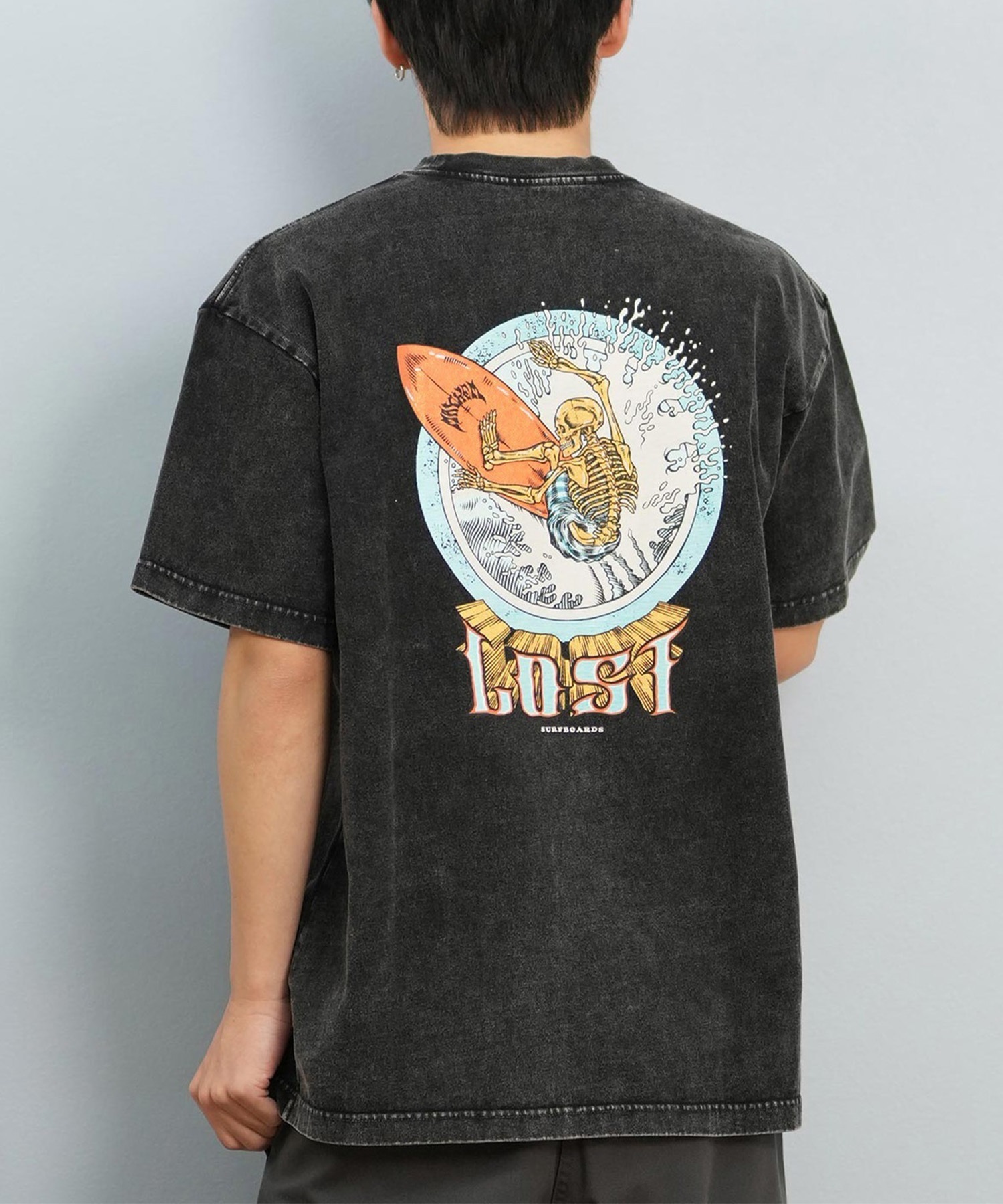 LOST ロスト 半袖 Tシャツ メンズ バックプリント ヘビーウェイト L25S-2101 ムラサキスポーツ限定(CBK-M)