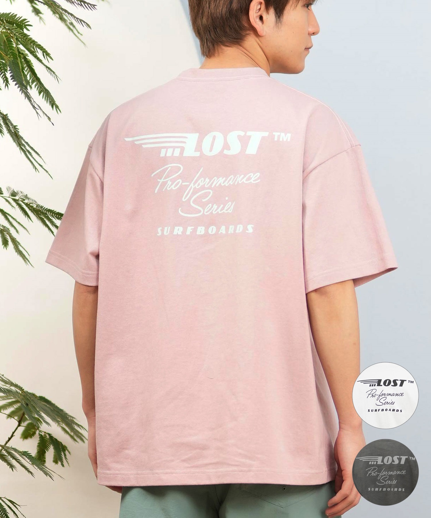 LOST ロスト 半袖 Tシャツ メンズ バックプリント ブランドロゴ L25S-2103 ムラサキスポーツ限定(WHT-M)