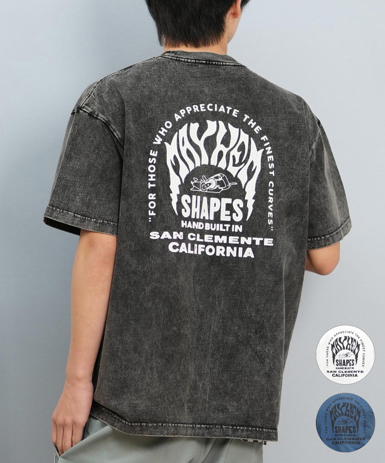 LOST ロスト 半袖 Tシャツ メンズ バックプリント MAYHEMロゴ L25S-2104 ムラサキスポーツ限定(WHT-M)