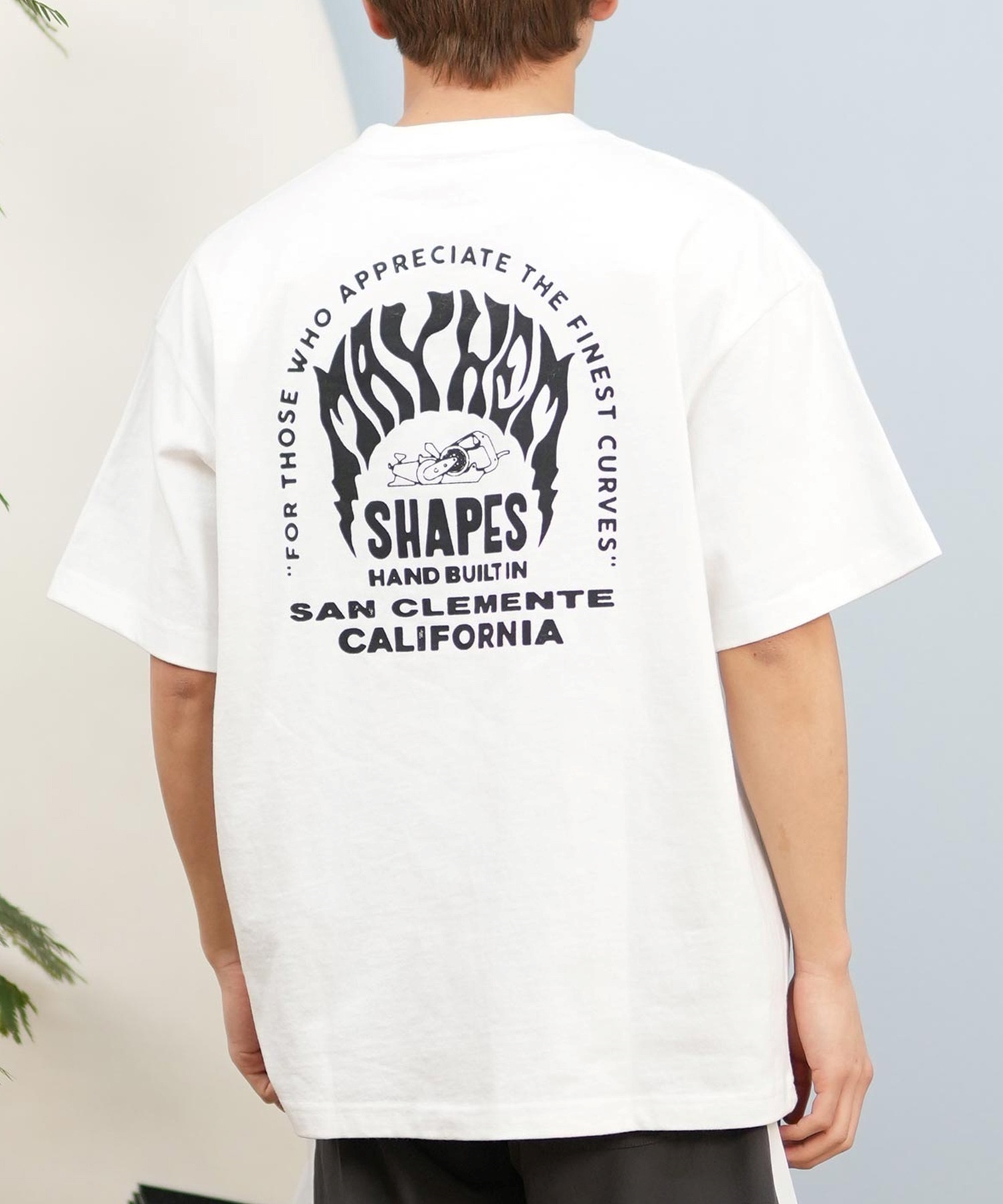 LOST ロスト 半袖 Tシャツ メンズ バックプリント MAYHEMロゴ L25S-2104 ムラサキスポーツ限定(WHT-M)