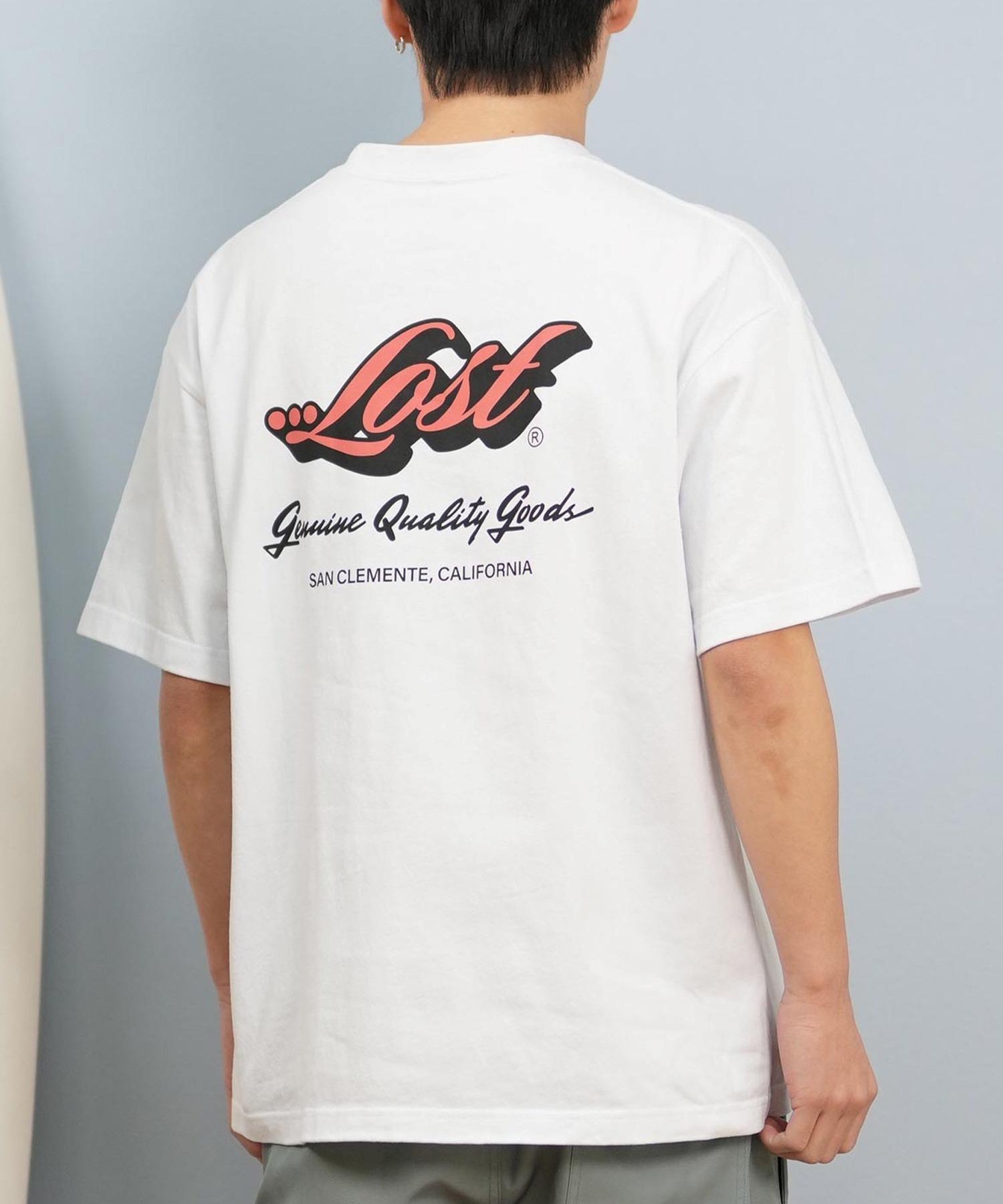 LOG RAP BY KATIN ロゴ&バックプリントTシャツ M ホワイト LOST ロスト 半袖 Tシャツ メンズ バックプリント ヘビーウェイト L25S