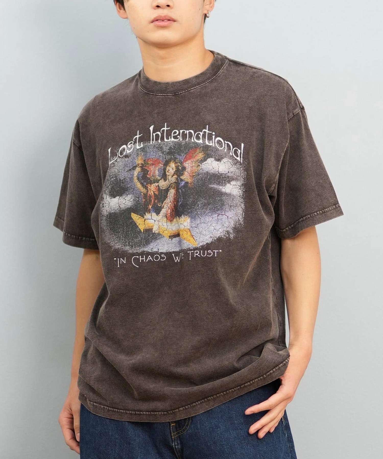 LOST ロスト 半袖 Tシャツ メンズ フロントプリント バンドT