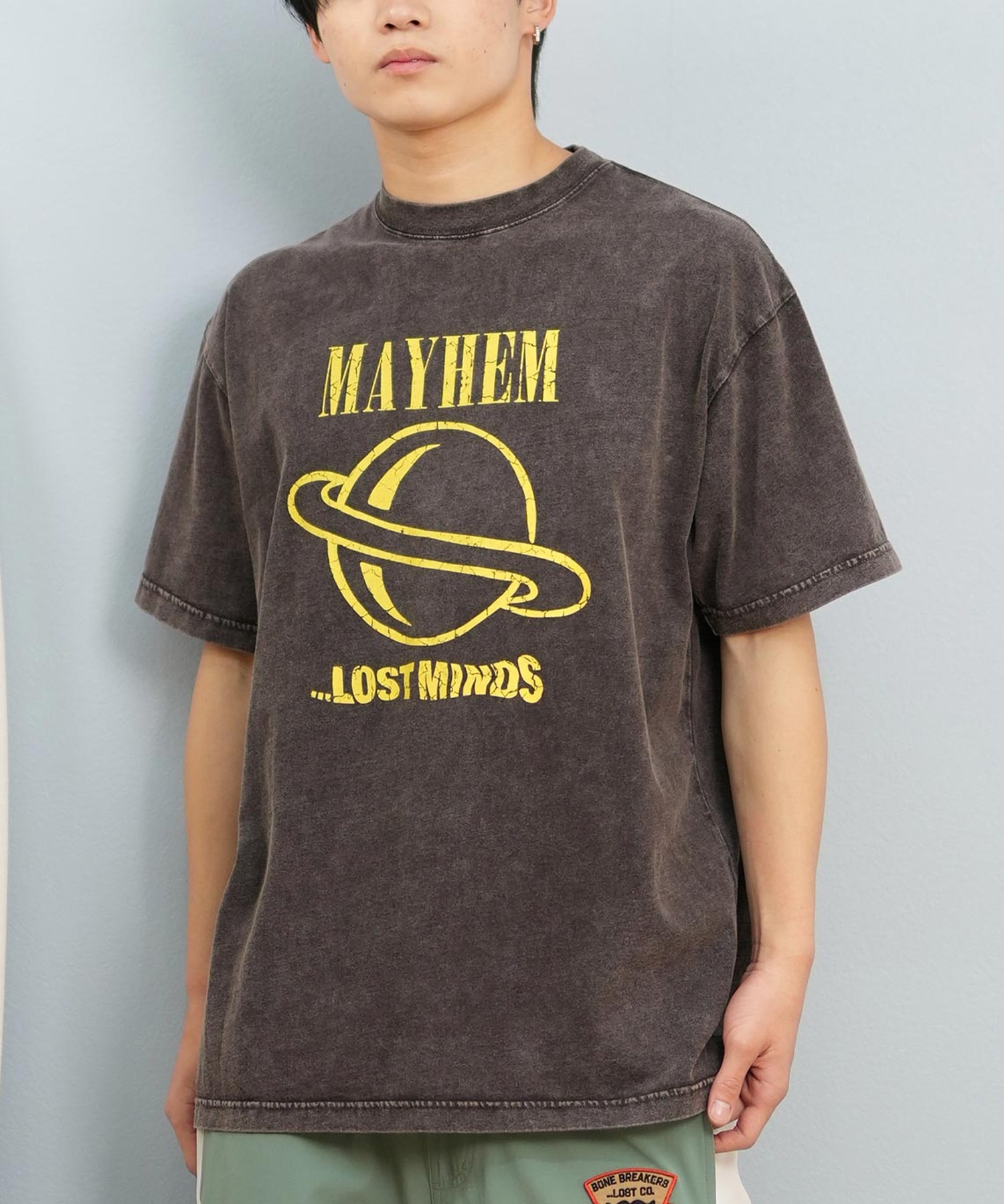 LOST ロスト 半袖 Tシャツ メンズ フロントプリント バンドT L25S-2108 ムラサキスポーツ限定(BLK2-M)