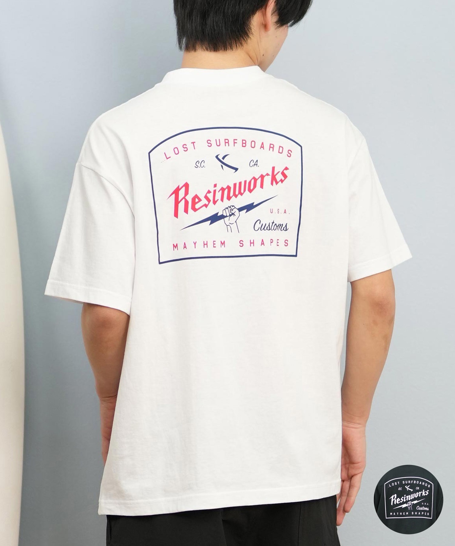 LOST ロスト 半袖 Tシャツ メンズ バックプリント ヘビーウェイト L25S-2109 ムラサキスポーツ限定(WHT-M)