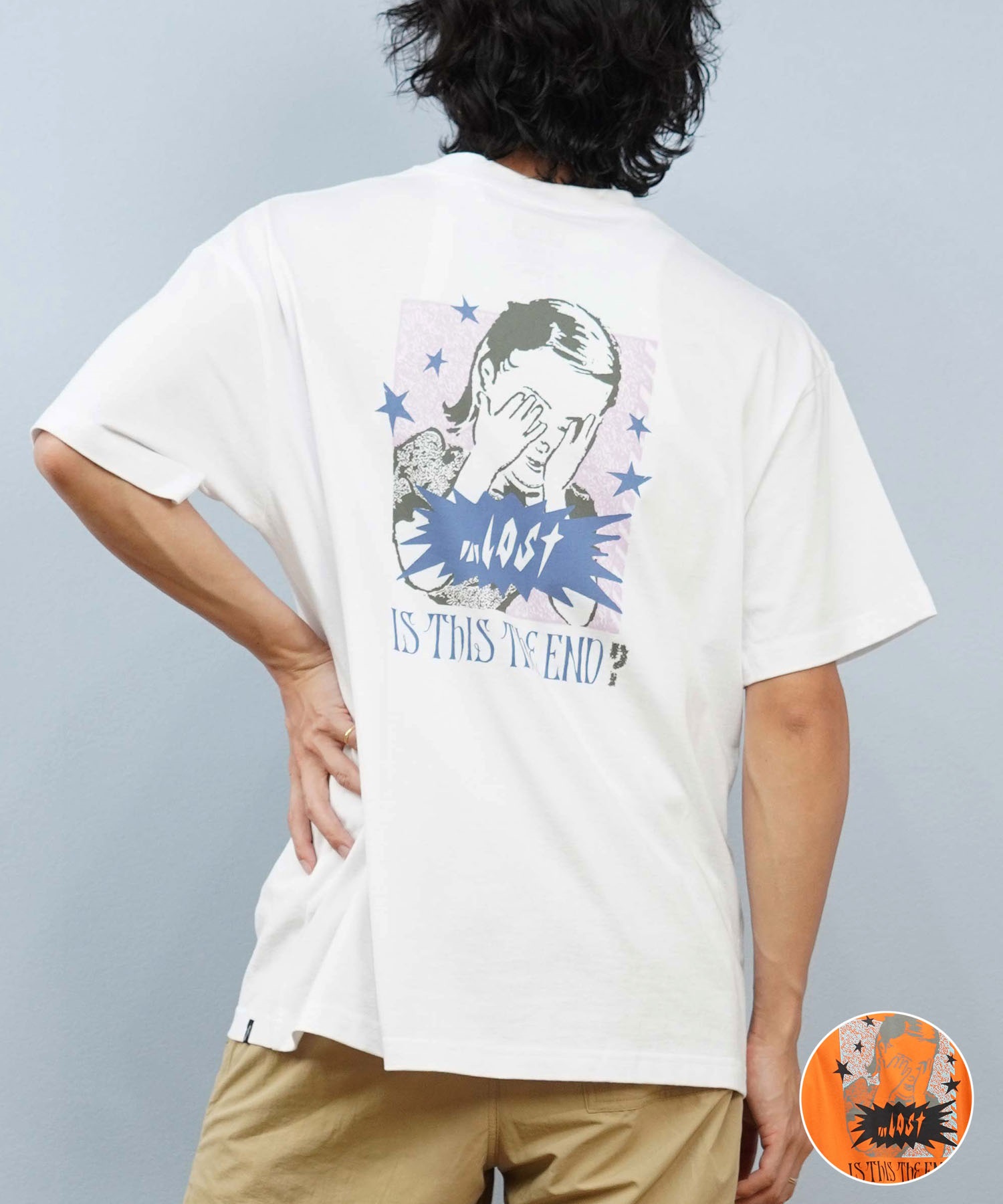 LOST ロスト 半袖 Tシャツ メンズ バックプリント L25S-2115 ムラサキ
