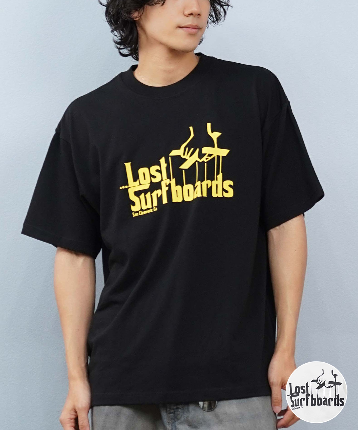 LOST ロスト 半袖 Tシャツ メンズ フロントプリント ロゴ L25S-2116 ムラサキスポーツ限定(BLK-M)