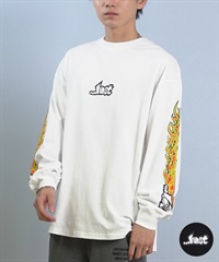LOST ロスト 長袖 Tシャツ ロンT メンズ 袖プリント 古着風 ヴィンテージ加工 L25F-2204 ムラサキスポーツ限定(WHT-M)