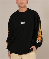 LOST ロスト 長袖 Tシャツ ロンT メンズ 袖プリント 古着風 ヴィンテージ加工 L25F-2204 ムラサキスポーツ限定(BLK-M)