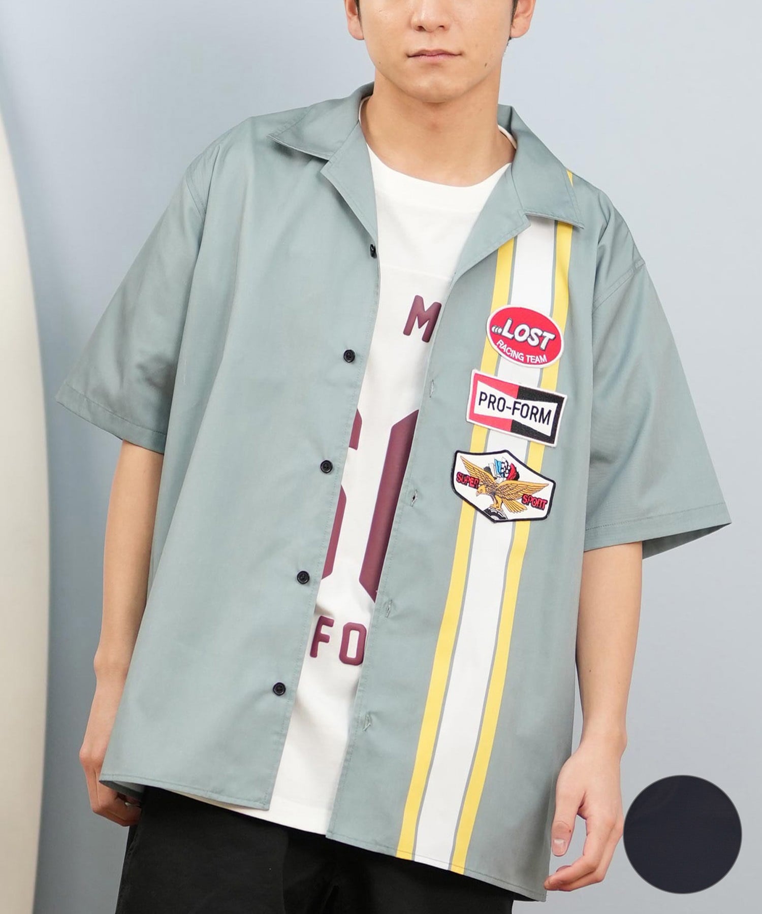 LOST ロスト 半袖 シャツ メンズ ワッペンデザイン 速乾 水陸両用