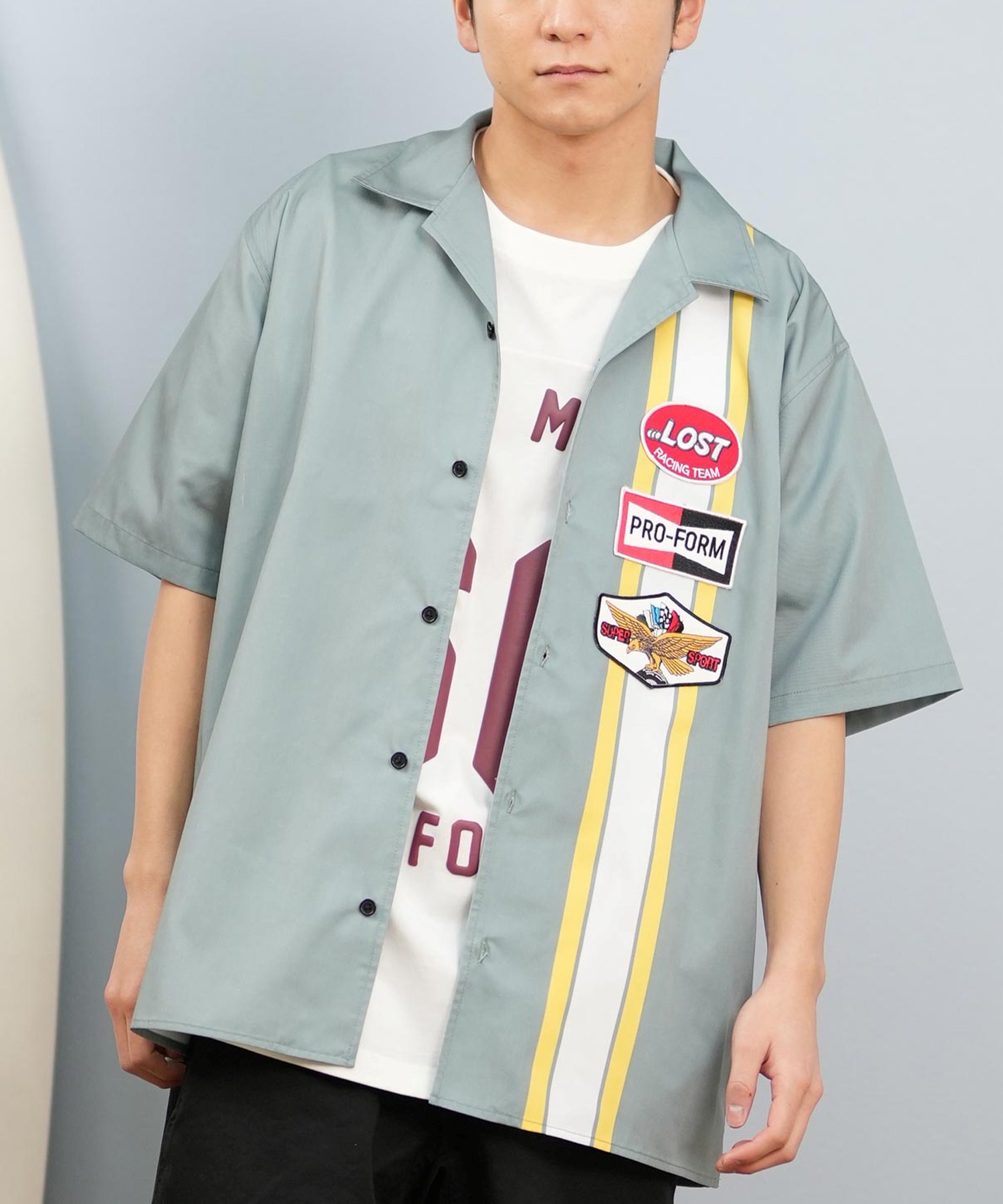 LOST ロスト 半袖 シャツ メンズ ワッペンデザイン 速乾 水陸両用