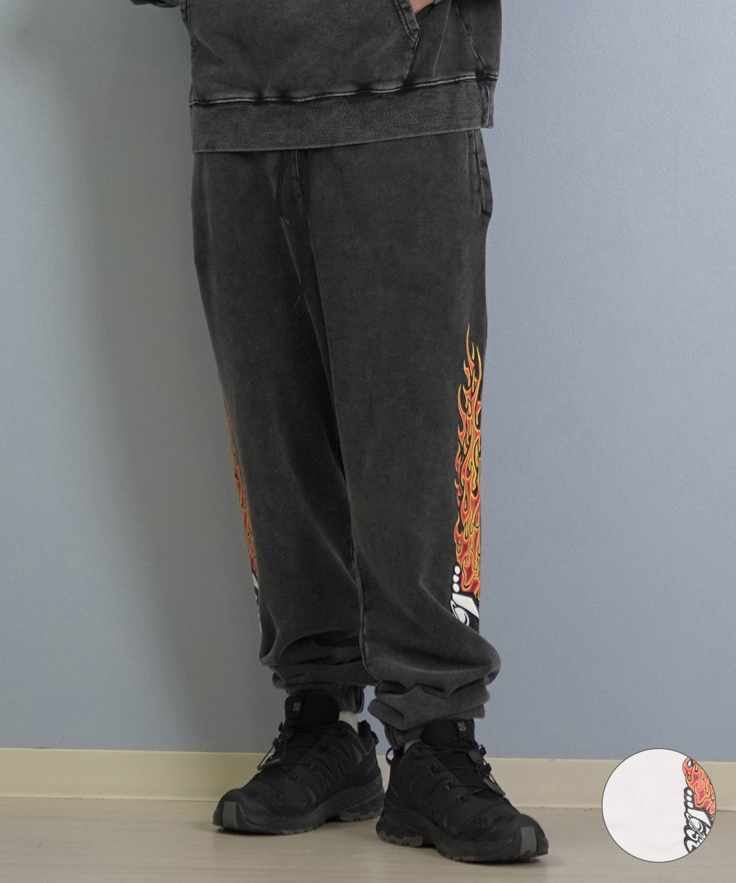 LOST ロスト ロングパンツ メンズ スウェットパンツ 古着風 ヴィンテージ加工 裏毛 セットアップ対応 L25F-3102 ムラサキスポーツ限定(WHT-M)