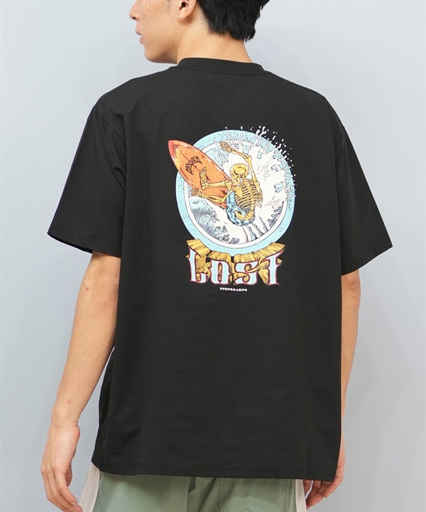 LOST ロスト 水着 ラッシュガード 半袖 Tシャツ メンズ バックプリント 水陸両用 吸水速乾 UVカット L25S-4302 ムラサキスポーツ限定