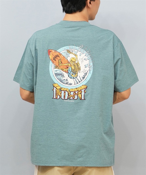 LOST ロスト 水着 ラッシュガード 半袖 Tシャツ メンズ バックプリント 水陸両用 吸水速乾 UVカット L25S-4302 ムラサキスポーツ限定