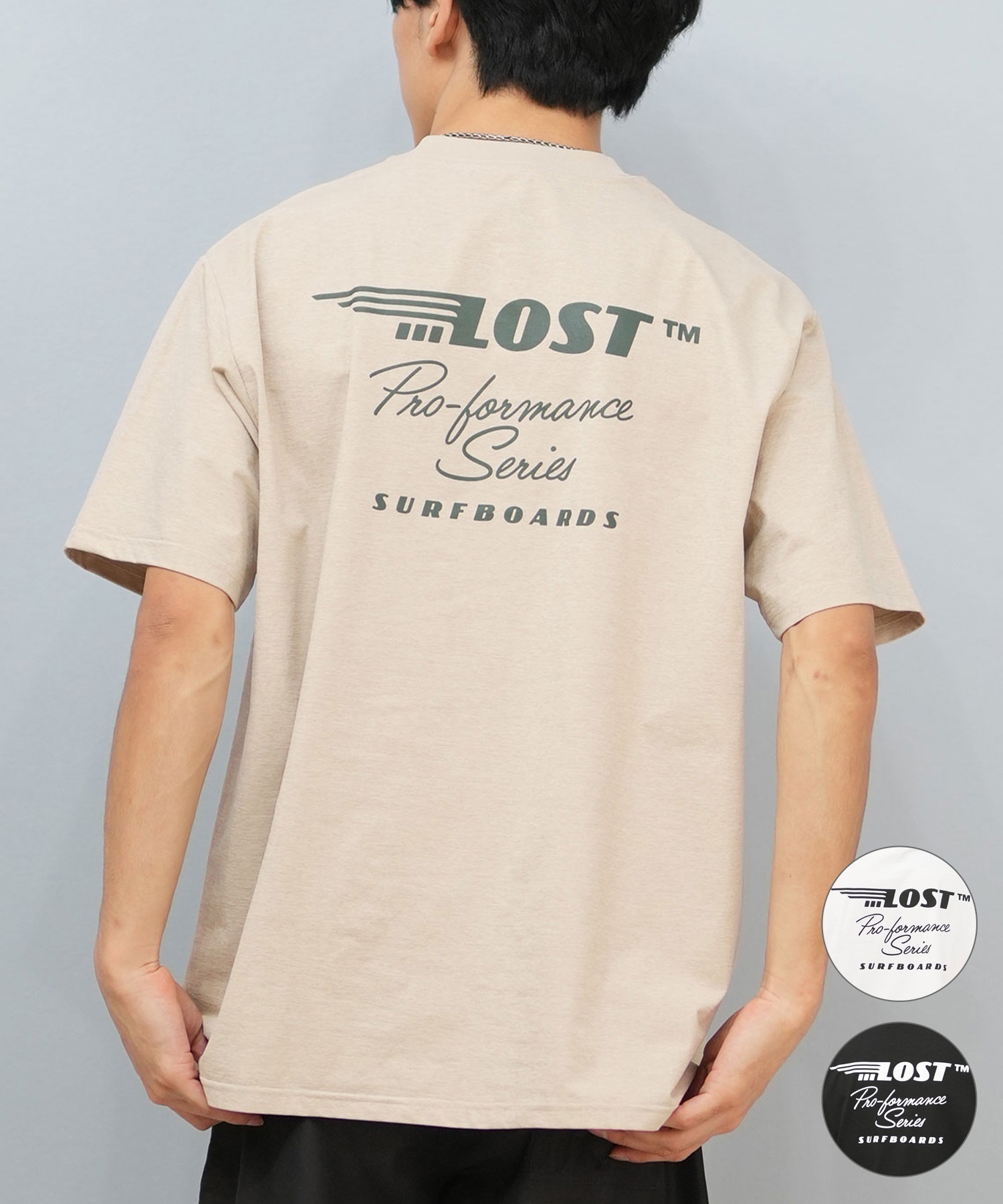 LOST ロスト 水着 ラッシュガード 半袖 Tシャツ メンズ バックプリント 水陸両用 吸水速乾 UVカット L25S-4303 ムラサキスポーツ限定(WHT-M)