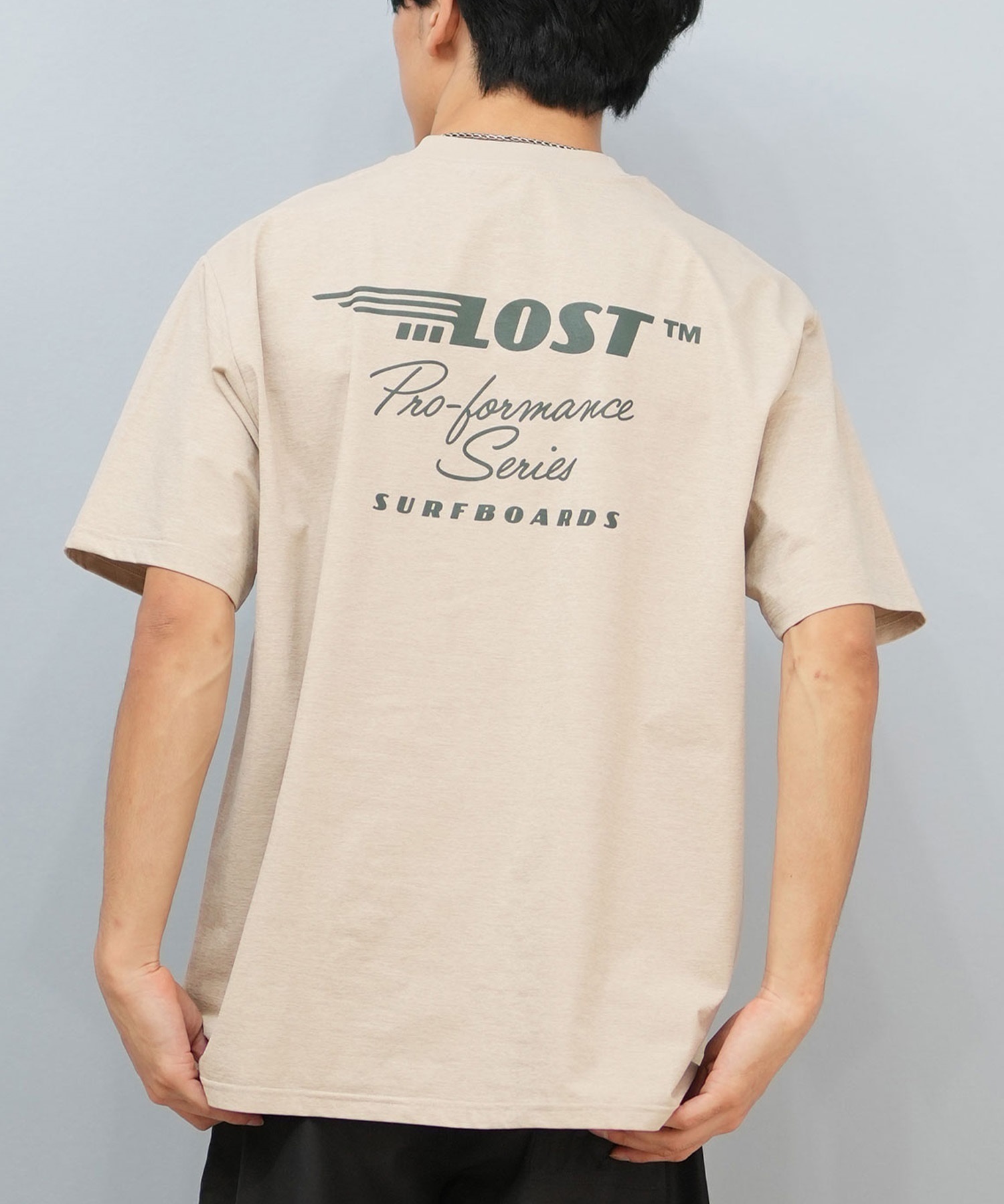 LOST ロスト 水着 ラッシュガード 半袖 Tシャツ メンズ バックプリント 水陸両用 吸水速乾 UVカット L25S-4303 ムラサキスポーツ限定(GRE-M)