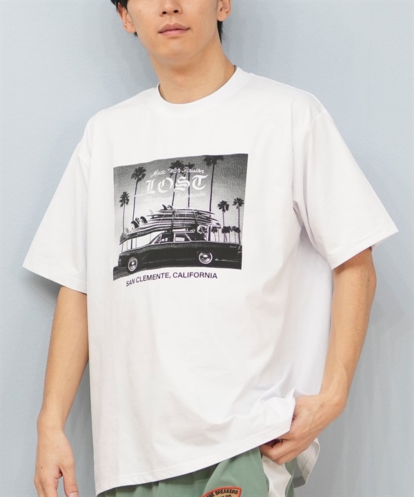 LOST ロスト 水着 ラッシュガード 半袖 Tシャツ メンズ フォトT 水陸両用 吸水速乾 UVカット L25S-4304 ムラサキスポーツ限定