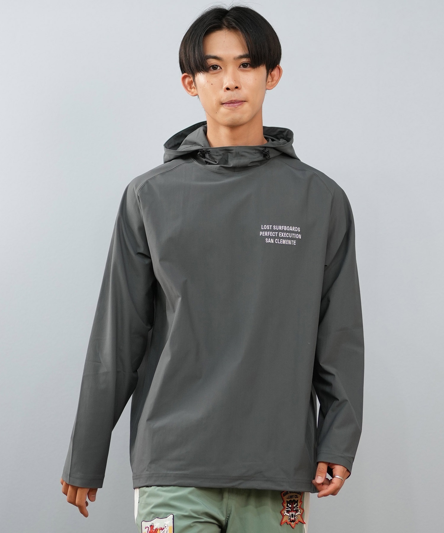 LOST ロスト 水着 ラッシュガード 長袖 Tシャツ ロンT メンズ 水陸両用 フード UVカット L25S-4308 ムラサキスポーツ限定(CHA-M)