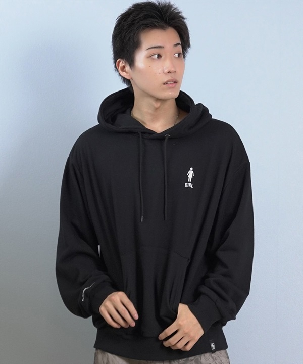 GIRL ガール プルオーバー パーカー メンズ シンプル ワンポイント ロゴ OG ARCH HOOD GR25FUM01