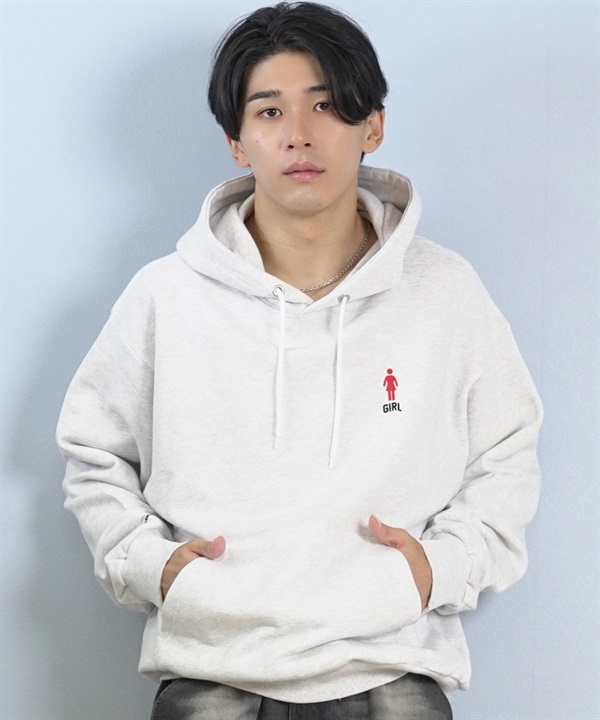 GIRL ガール プルオーバー パーカー メンズ シンプル ワンポイント ロゴ OG ARCH HOOD GR25FUM01