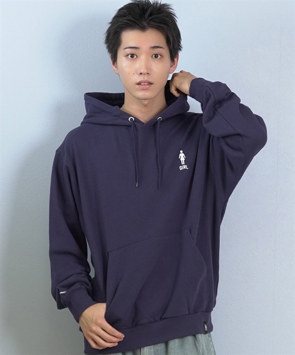 GIRL ガール プルオーバー パーカー メンズ シンプル ワンポイント ロゴ OG ARCH HOOD GR25FUM01